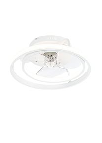 Qazqa Mennyezeti ventilátor fehér 46,5 cm LED-del, távirányítóval - Kees