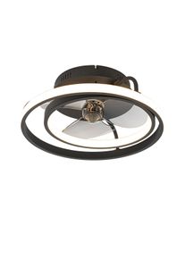 Qazqa Mennyezeti ventilátor fekete 46,5 cm LED-del, távirányítóval - Kees