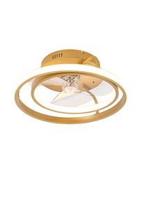 Qazqa Mennyezeti ventilátor arany 46,5 cm LED-del, távirányítóval - Kees