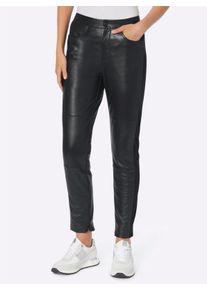 Heine Damen Lederhose mit komfortablem Stretch-Einsatz in schwarz ,Größe 36, Witt, 100% Lammnappaleder
