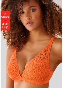Petite Fleur Damen Bralette-BH in orange+schwarz ,Größe 75B, Witt, 90% Polyamid, 10% Elasthan