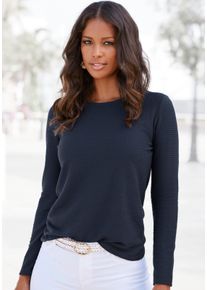 Lascana Dames Shirt met lange mouwen in navy ,maat 32/34, Witt, 100% Katoen