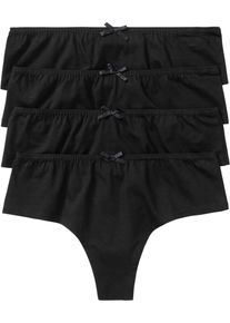 String hipster (set van 4) - zwart - maat 32/34 (XS) - met katoen - bonprix