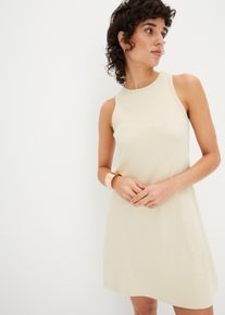 Korte geribde jurk met biologisch katoen - beige - maat 56/58 (3XL) - met katoen - bonprix
