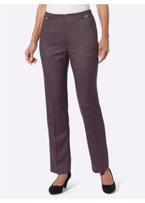 Dames Geweven broek met opgenaaide bandjes in bordeaux gemêleerd ,maat 38, WITT, 65% Polyester, 32% Viscose, 3% Elastan