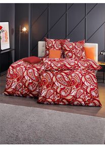wäschepur unisex Bedtextiel in rood/ecru bedrukt ,maat 80x80/135x200 cm, Witt, 100% Katoen