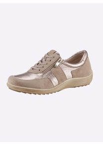 Caprice Damen Schnürschuh in taupe ,Größe 37, Witt, 50% Glattleder, 50% Veloursleder