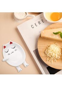 Repose-cuillère pour la cuisine, porte-cuillère en céramique pour chat mignon pour la cuisine, le comptoir, la cuisinière, le porte-ustensiles, le