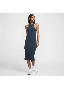 Nike Sportswear Chill Rib aansluitende mouwloze midi jurk - Blauw