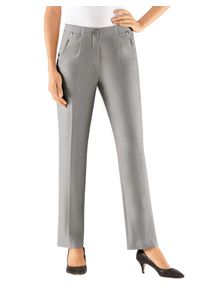 COME ON Dames Broek met persplooi en ritszakken in grijs gemêleerd ,maat 19, Witt, 65% Polyester, 32% Viscose, 3% Elastan