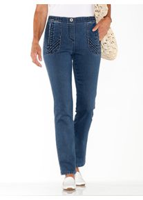 Damen Schlupfjeans mit Reißverschluss-Taschen in blue-stone-washed ,Größe 38, WITT, 81% Baumwolle, 17% Polyester, 2% Elasthan