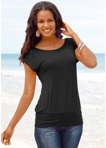 Lascana Dames Lang shirt in zwart ,maat 36/38, Witt, 95% Viscose, 5% Elastan
