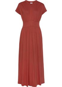 Lascana Dames Midi-jurk in terracotta ,maat 34, Witt, 100% Viscose