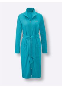 feel good Dames Badjas in turquoise ,maat 36/38, Witt, 80% Katoen, 20% Polyester