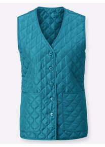 Dames Bodywarmer met V-hals in aquapetrol ,maat 38, WITT, 100% Polyester. Wattering: 100% Polyester
