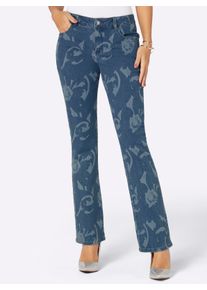 Dames Bootcut-jeans met laserprint in blue-bleached ,maat 19, WITT, 99% Katoen, 1% Elastan