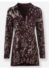 Dames Stijlvol afgewerkt lang vest in druif/beige gedessineerd ,maat 36, WITT, 60% Polyacryl, 20% Polyester, 15% Viscose, 5% gemetalliseerd garen