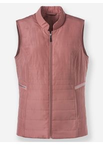 Dames Bodywarmer met opstaande kraag en sierband in rozenhout ,maat 40, WITT, 100% Polyester