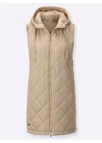 Damen Steppweste in langer Form in beige ,Größe 36, WITT, 100% Polyester. Wattierung: 100% Polyester