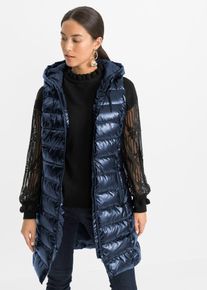 bonprix Femei Vestă matlasată cu aspect lucios albastru 48