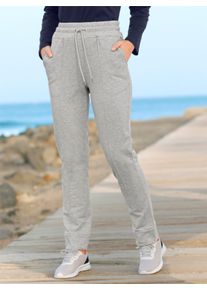 Dames Vrijetijdsbroek met smal toelopende pijpen in grijs gem&ecirc;leerd ,maat 36/38, Witt, 70% Katoen, 30% Polyester