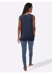 wäschepur Dames Pyjama-Shirt in marine ,maat 36/38, Witt, 50% Katoen, 50% Modal