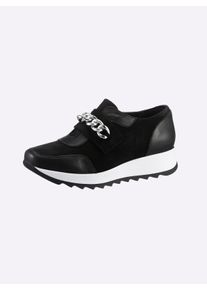 Heine Dames Sneaker in zwart ,maat 36, Witt, 100% Runderleer