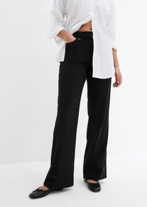 bonprix Mujer Pantal&oacute;n el&aacute;stico de bengalina con cintura c&oacute;moda y corte recto negro 40