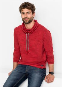 bonprix Camiseta de manga larga con cuello tipo chal rojo 44/46 (S)