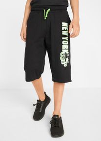bonprix Bermudas de chándal de algodón puro, negro, 140