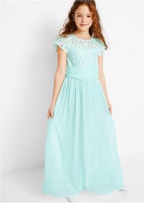 bonprix Šifónové šaty s čipkou, zelená, 152