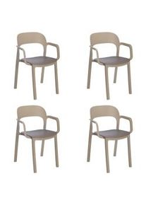 Resol garbar ONA Set 4 Silla Con Brazos Interior, Exterior Arena - Chocolate