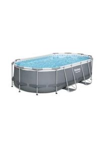 Bestway Piscina fuori terra Power Steel, acciaio / PVC, 4.27 x 2.5 x 1 m, con accessori, ovale, grigio, 7250 L