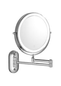 Ahlsen - Miroir Maquillage Mural, Miroir Grossissant Lumineux Mural, Miroir Mural Double Face 1X / 10X, Miroir Cosmétique Extension 360° Pivotant,