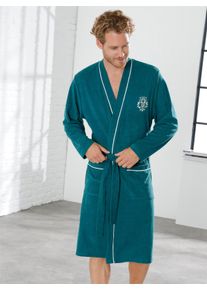 feel good Heren Badjas in petrol ,maat 44/46, Witt, 80% Katoen, 20% Polyester