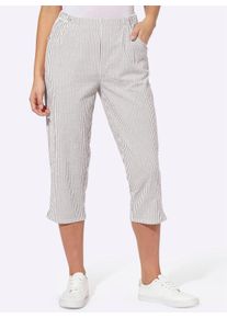 Damen Caprihose aus Seersucker, gestreift in taupe-gestreift ,Größe 48, WITT, 100% Baumwolle