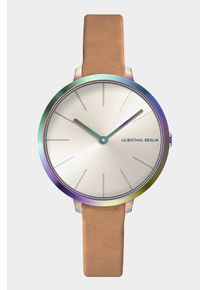 Women's Watch - Multi-colored - Surgical steel case, Sapphire-hardened mineral glass, Light brown Leather Strap - 30mm , Miyota Quartz Movement -