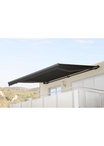 Elektrische Kassetten-Markise T122, Vollkassette Volant 4x3m ~ Polyester Anthrazit, grau