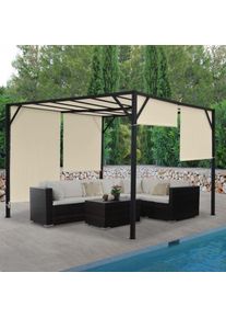 Pergola Baia, Garten Pavillon Terrassenüberdachung, stabiles 6cm-Stahl-Gestell + Schiebedach ~ 4x3m