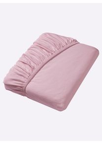 Estella unisex Hoeslaken in oudroze ,maat 1 st. 90x190 - 100x200 cm, Witt, 100% Katoen