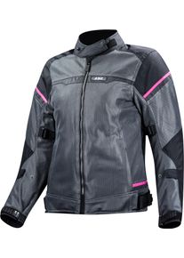 LS2 Riva, veste textile imperméable pour femmes , couleur: Noir/Gris Foncé/Fuchsia , taille: XL