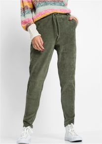 Pantalon en velours côtelé à taille élastiquée - vert - taille 34/36 (XS) avec coton - bonprix