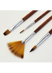 Pinselset für Öl Acryl und Aquarell 4er Set Nylonfasern