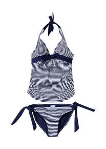 Petit Amour Kvinnor Tankini 'Annie' kobaltblå / vit Storlek S