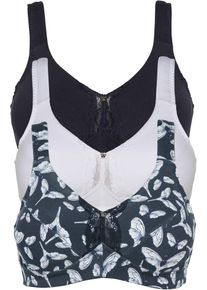 bonprix Mujer, Sujetador sin aros de algodón orgánico (3 unidades), azul, 90