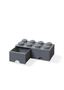 Lego Schublade 8 Noppen, 2 Schubladen, dunkel grau