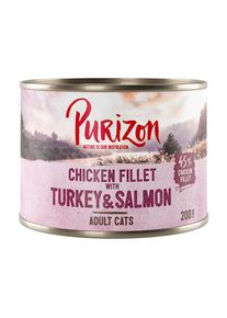 12x200g Filetto di Pollo con Tacchino & Salmone Adult Purizon umido gatti
