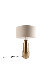 Qazqa Asztali lámpa bronz szövet árnyékolóval világosbarna 50 cm - Bruut