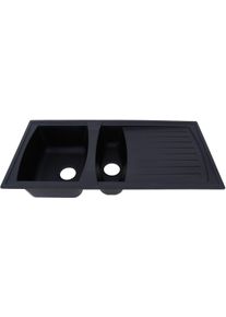 respekta Boston Mineralite Einbauspüle mit 1,5 Becken, 100 x 50 cm, schwarz