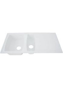 respekta Boston Mineralite Einbauspüle mit 1,5 Becken, 100 x 50 cm, weiß